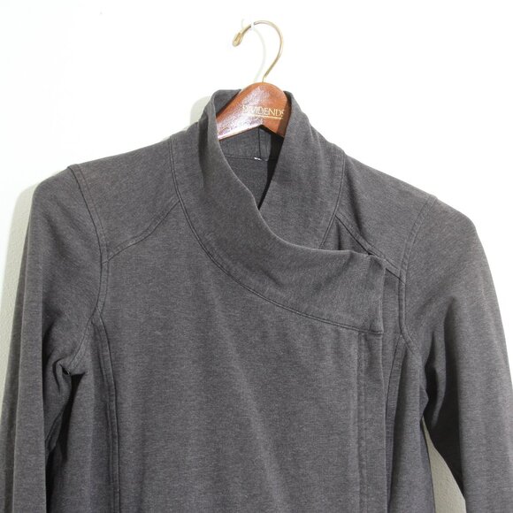 Lululemon Coast Wrap II Heathered Black Gray Cardigan Sweater Open Front Size 6 - Picture 5 of 15